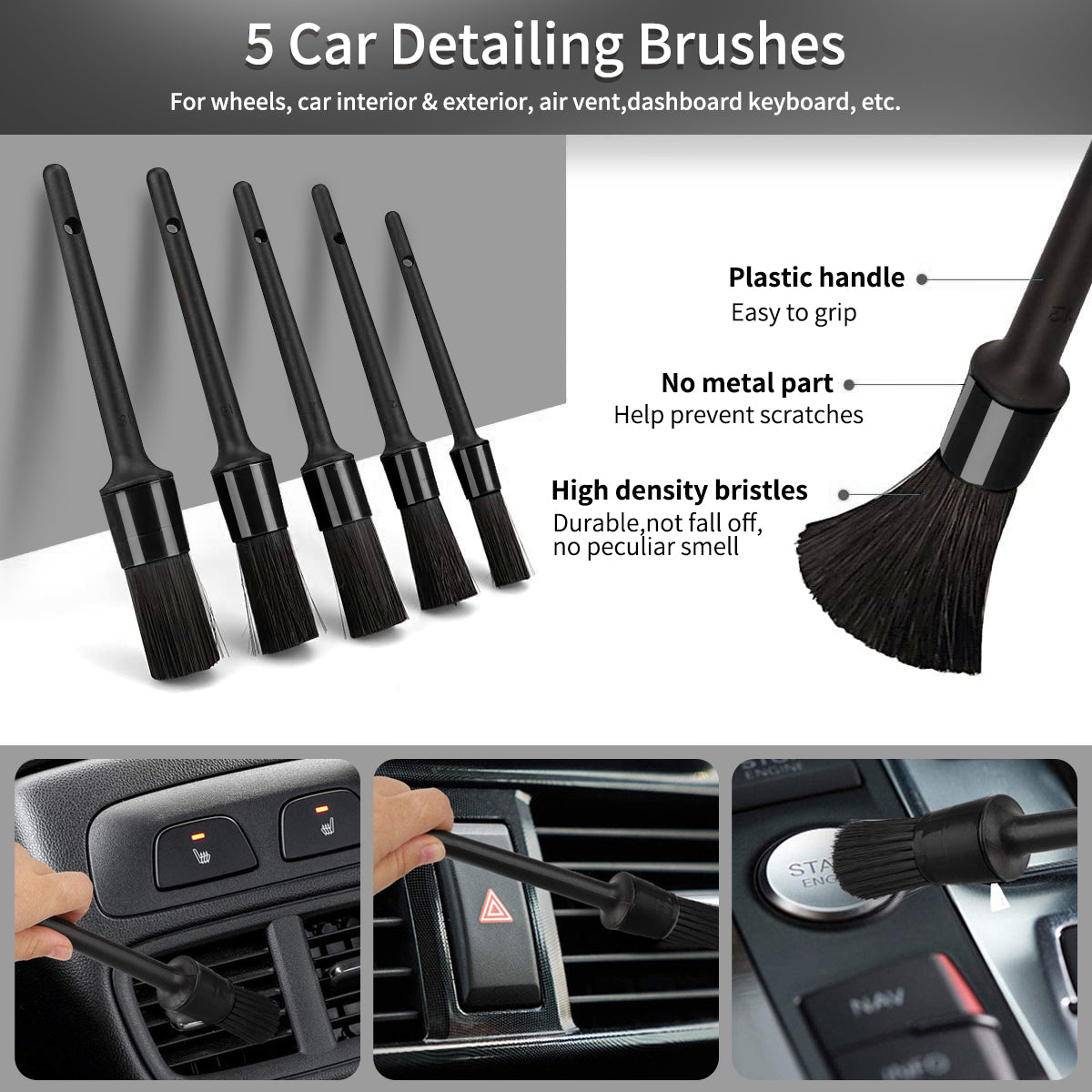 23Pcs Car Cleaning Wash Kit Interior Detailing Cleaner Kit with Brush Set, Windshield Tool, Duster, Towels, Complete Car Care Tools