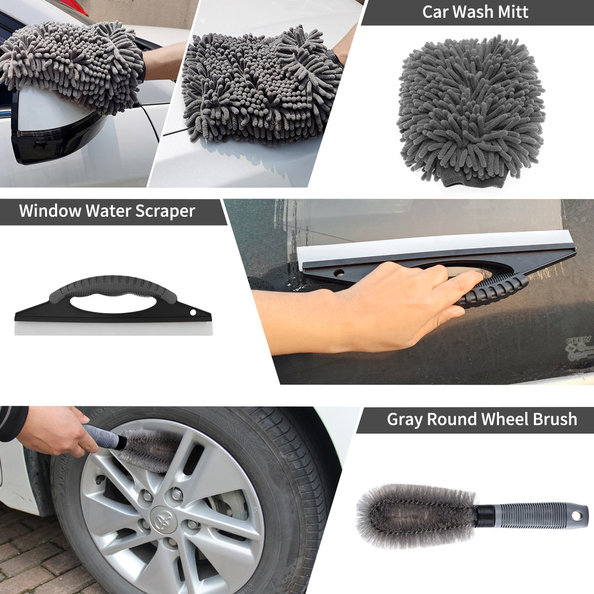23Pcs Car Cleaning Wash Kit Interior Detailing Cleaner Kit with Brush Set, Windshield Tool, Duster, Towels, Complete Car Care Tools