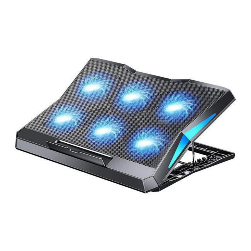 STORGENER 6-Fan Laptop Cooling Pad, Adjustable Laptop Cooler Stand with Blue LED Lights, Quiet Cooling Pad for Gaming