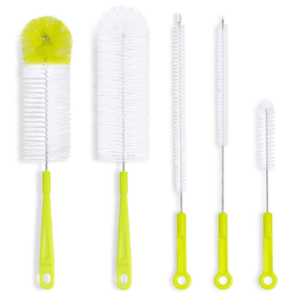 STORGENER Bottle Cleaning Brush Set, 5-Piece Long Handle Cup Cleaner for Narrow Neck, Water Bottles, and Straws