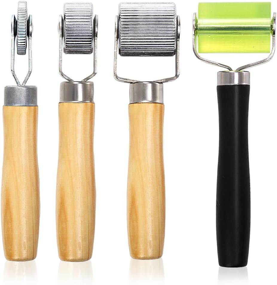 STORGENER 4-Piece Car Sound Deadening Roller Kit, Metal & Wood Handle Auto Insulation Application Tools, 6/20/40/50mm