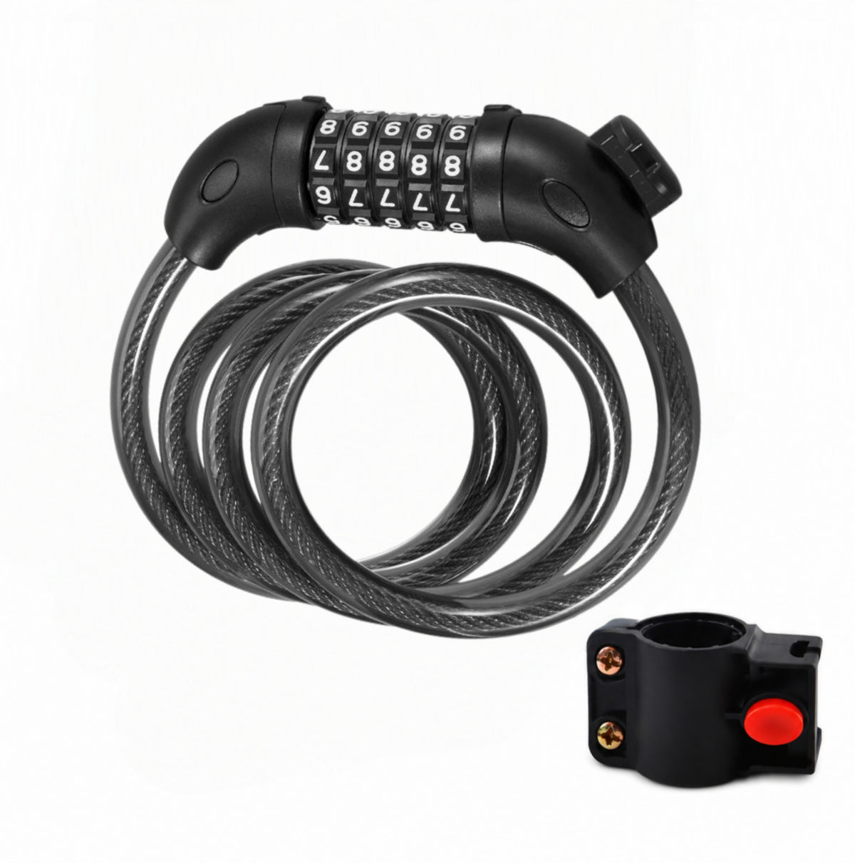 STORGENER Bike Lock Combination, 5-Digit Resettable Bicycle Cable Lock 120cm, Anti-Theft Steel Wire Lock with Mounting Bracket for Bike, Scooter, and E-Bike, Keyless Security