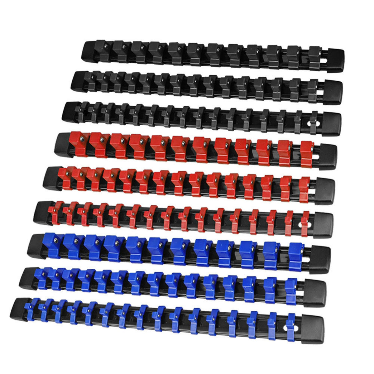 STORGENER 9-Piece ABS Socket Organizer, Magnetic Socket Holder for Tool Box, Heavy-Duty Rail Set for 1/4", 3/8", 1/2"