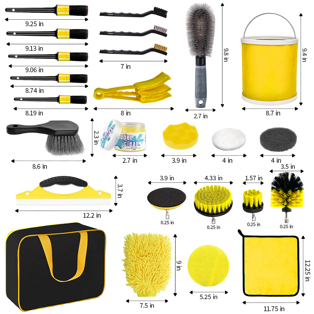 35Pcs Car Detailing Brush Set, Car Detailing Kit, Auto Detailing Drill Brush Set, Car Detailing Brushes, Car Wash Cleaning Tools Kit for Interior, Exterior, Wheels
