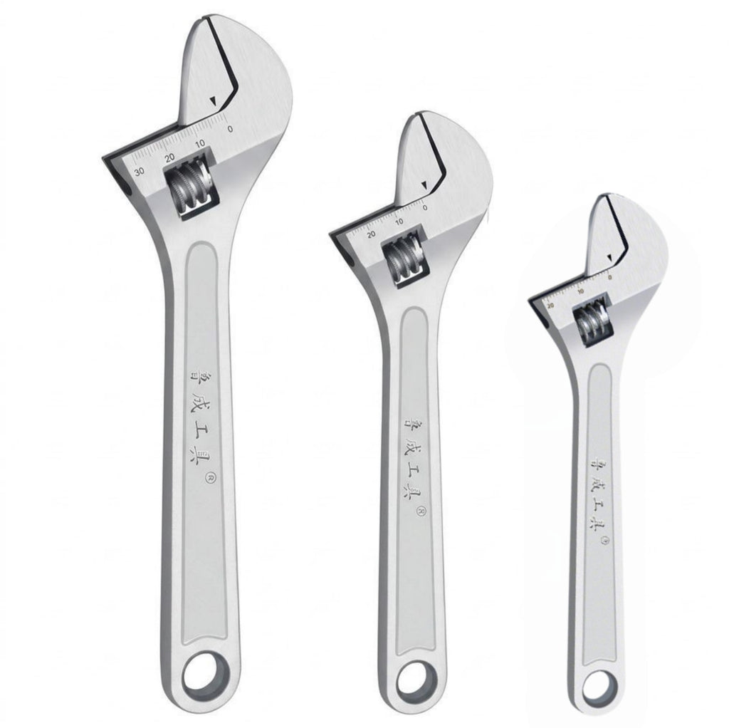 STORGENER Wrench Set, Adjustable Wrench, 3-Piece Adjustable Wrench Set, Chrome-Plated Cr-V Steel, Accurate Scale, Standard Opening, High Torque, Roll Pouch Included
