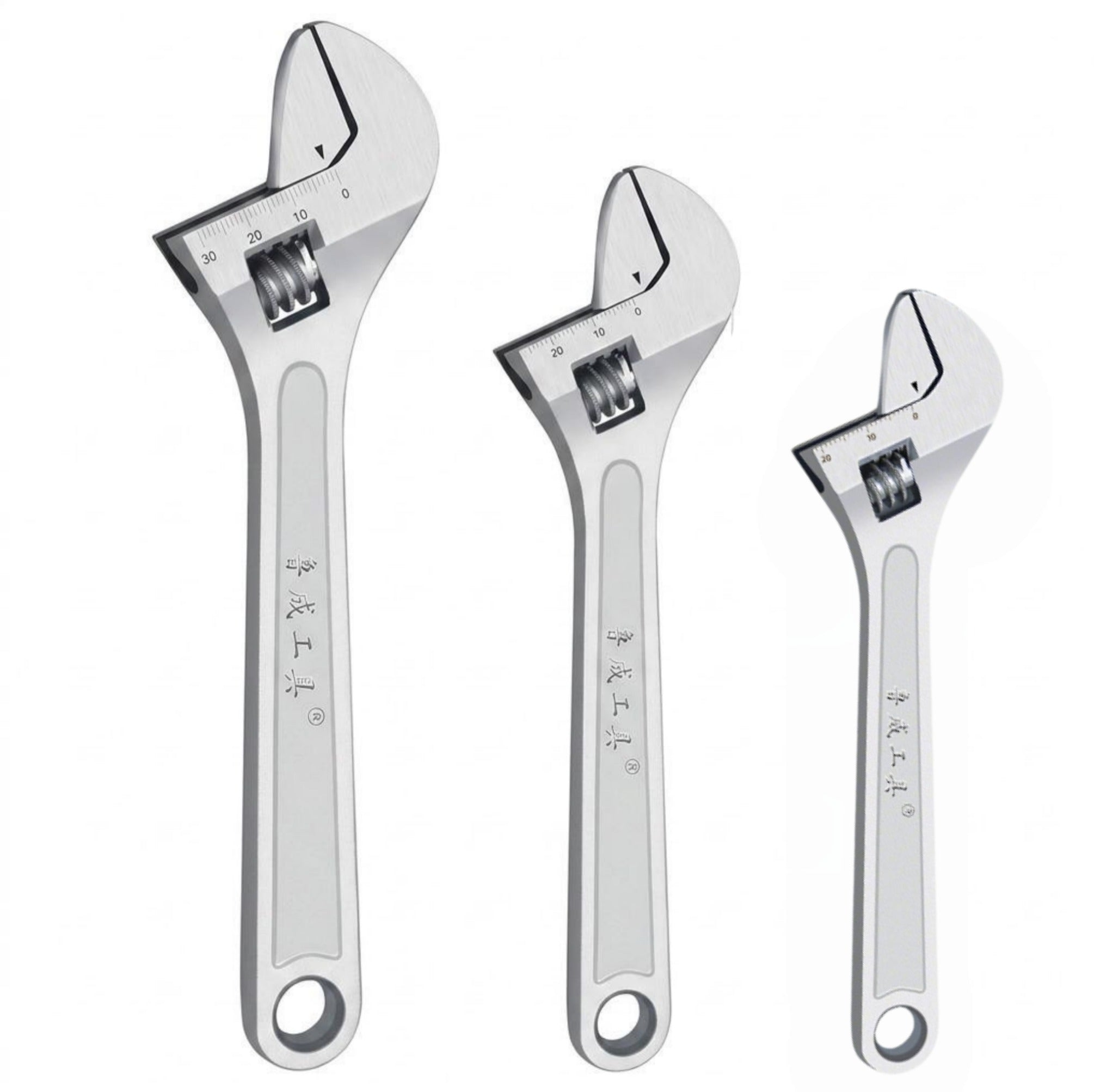 STORGENER Wrench Set, Adjustable Wrench, 3-Piece Adjustable Wrench Set, Chrome-Plated Cr-V Steel, Accurate Scale, Standard Opening, High Torque, Roll Pouch Included