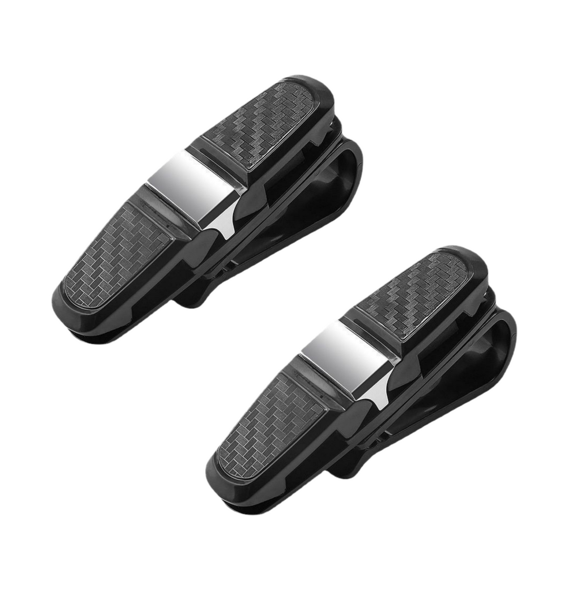 STORGENER Sunglass Holder for Car, 2-Pack Sunglasses Visor Clip for Car Visor, Universal Car Accessories for Sunglasses, Cards, Tickets, Silver Carbon Fiber Interior Storage