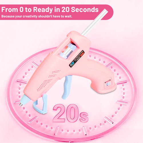 Hot Glue Gun Kit with 10 Glue Sticks, Fast Preheating Hot Melt, High Temp for School Crafts DIY Arts and Quick Home Repairs, 20W Pink