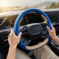 STORGENER Car Steering Wheel Cover, Ultra-Thin Suede-Like Non-Slip Grip, Breathable Anti-Sweat Soft Wrap for Men & Women, Universal Fit for Most Cars, Trucks & SUVs, Klein Blue