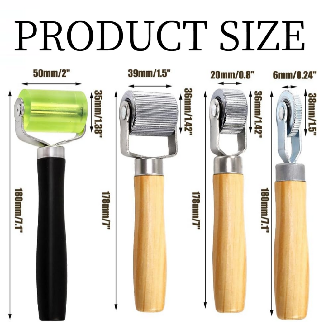 STORGENER 4-Piece Car Sound Deadening Roller Kit, Metal & Wood Handle Auto Insulation Application Tools, 6/20/40/50mm
