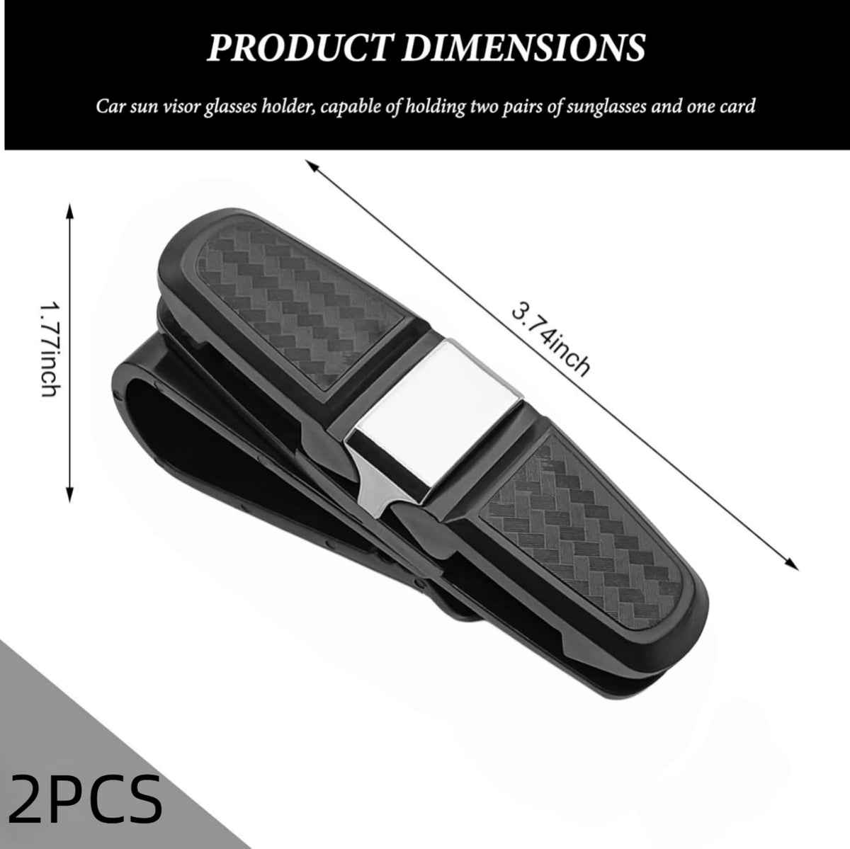 STORGENER Sunglass Holder for Car, 2-Pack Sunglasses Visor Clip for Car Visor, Universal Car Accessories for Sunglasses, Cards, Tickets, Silver Carbon Fiber Interior Storage