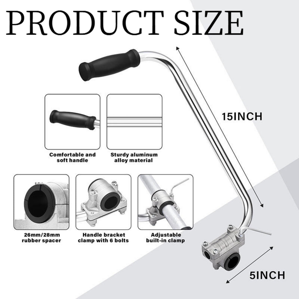 Syltano Trimmer Grip Auxiliary Handle for Weed Eater, Universal Lawn Mower Support Handle for Brush Cutter, Ergonomic Weed Wacker Side Handle with Metal Clamp & Rubber Grip, Easy to Install