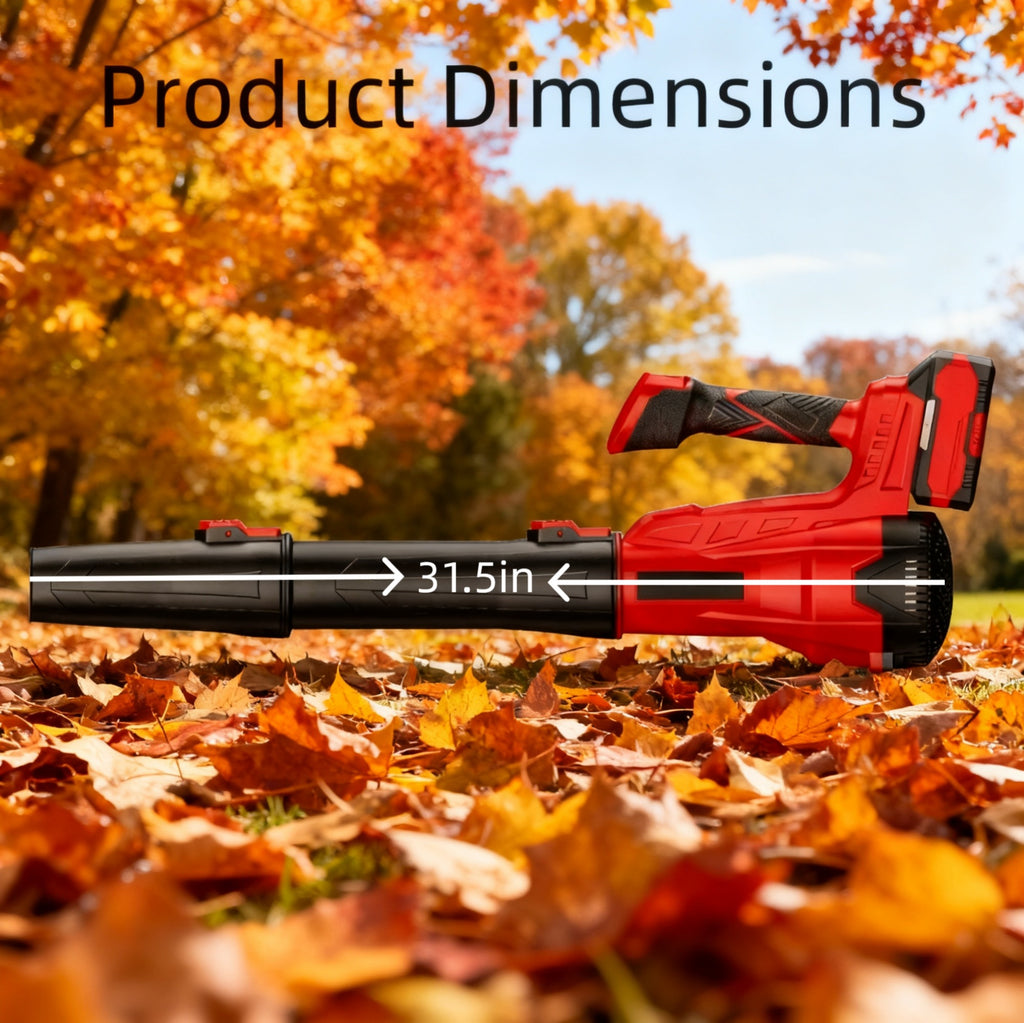 STORGENER Leaf Blower Cordless, 2 Battery and Charger, Handheld Electric Leaf Blower, Brushless Motor, 5000-28000 r/min, Lightweight, Removable, Red