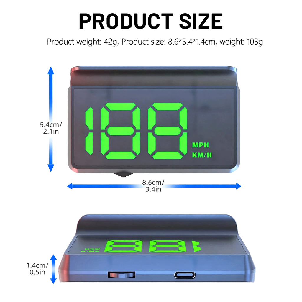 STORGENER Heads up Display for Cars,Car HUD,Head up Display for Car,Digital GPS HUD Speedometer,USB Cable Plug and Play,Automatic Brightness Adjustment,Large Font Display