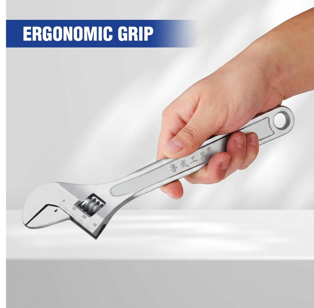 STORGENER Wrench Set, Adjustable Wrench, 3-Piece Adjustable Wrench Set, Chrome-Plated Cr-V Steel, Accurate Scale, Standard Opening, High Torque, Roll Pouch Included