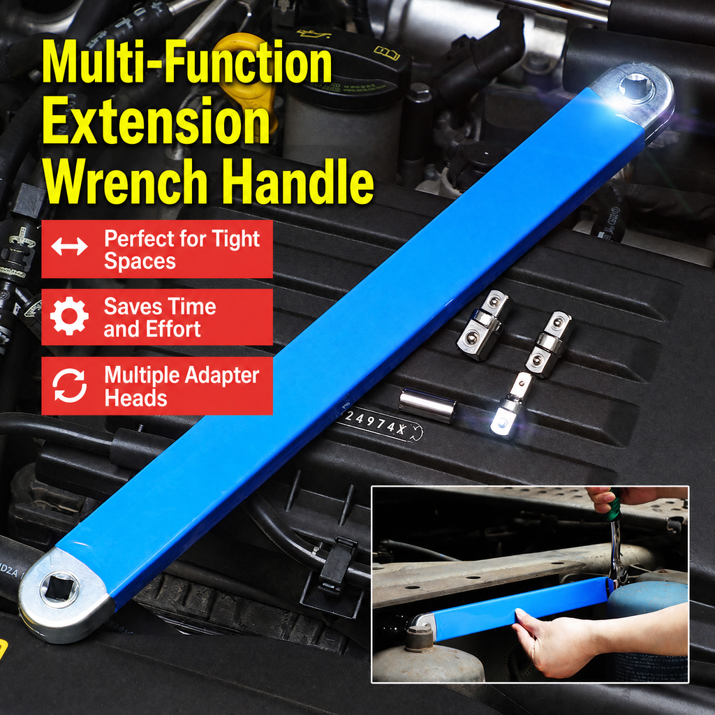 STORGENER Offset Extension Wrench, 4-Piece Adapter Set for Impact Wrench, Dual-Head Ratcheting Wrench for Car Repair, Home DIY, High Torque, Blue