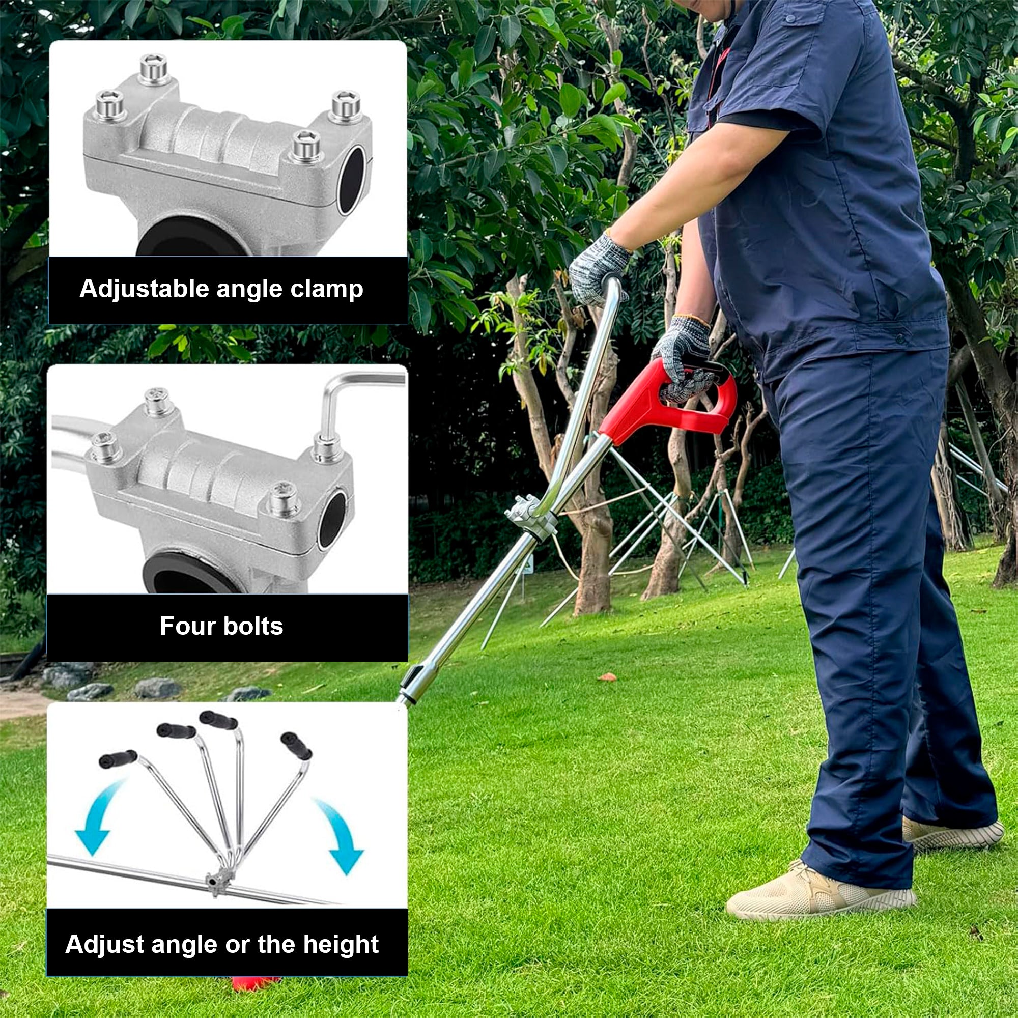 Syltano Trimmer Grip Auxiliary Handle for Weed Eater, Universal Lawn Mower Support Handle for Brush Cutter, Ergonomic Weed Wacker Side Handle with Metal Clamp & Rubber Grip, Easy to Install