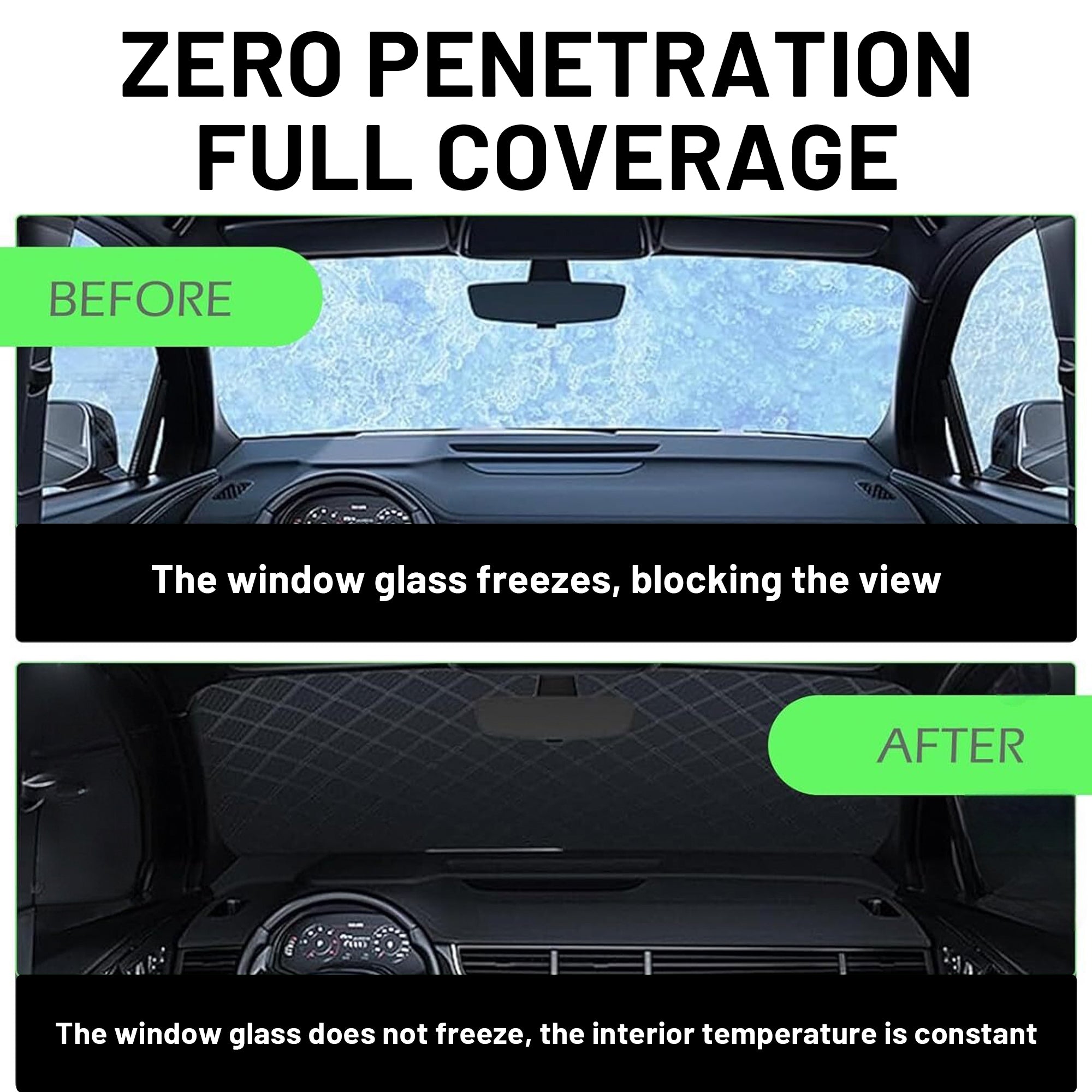 STORGENER Silver Magnetic Windshield Sun Shade, Car Windshield Snow Cover, 4-Layer Protection, Snow Cover with Side Mirror Protector for Most Cars