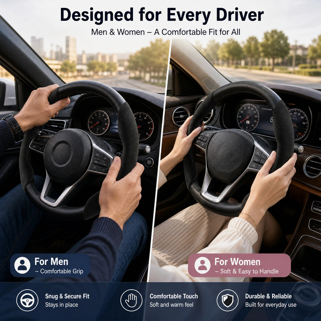 STORGENER Car Steering Wheel Cover, Ultra-Thin Suede-Like Non-Slip Grip, Breathable Anti-Sweat Soft Wrap for Cars, Trucks & SUVs, Black