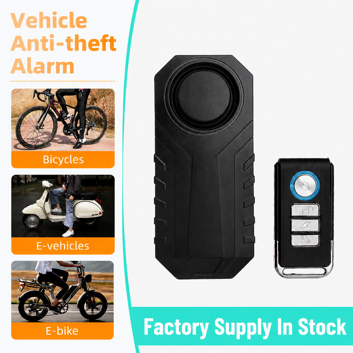 STORGENER Bike Alarm with Remote, Wireless Motion Sensor Anti-Theft Alarm for E-Bikes, Motorcycles, and Scooters, 113dB Loud Siren, Adjustable Sensitivity, Easy Installation