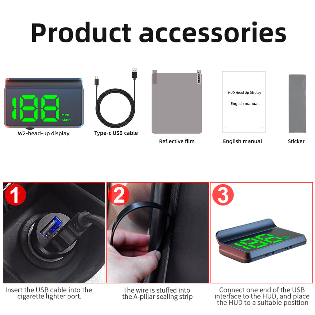 STORGENER Heads up Display for Cars,Car HUD,Head up Display for Car,Digital GPS HUD Speedometer,USB Cable Plug and Play,Automatic Brightness Adjustment,Large Font Display