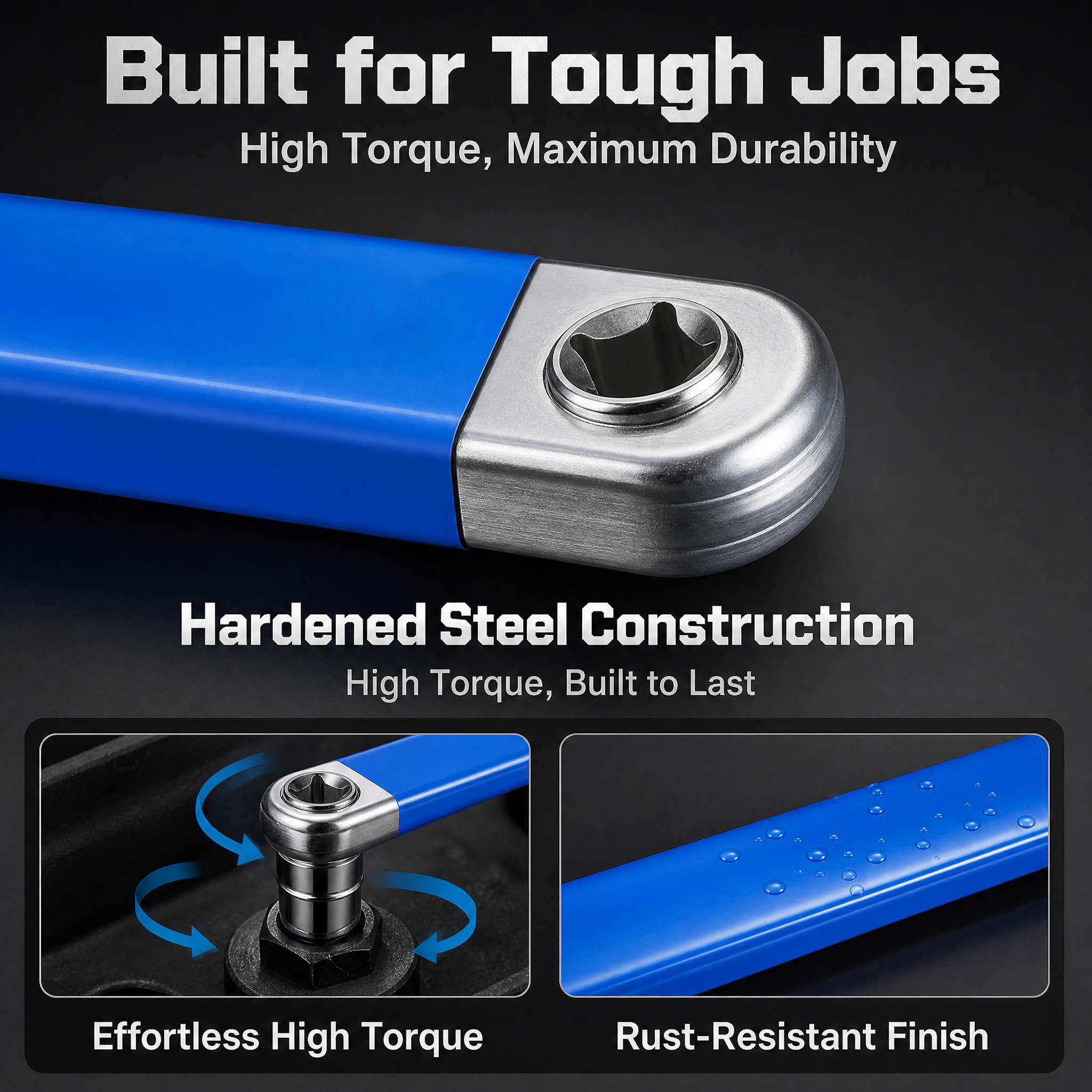 STORGENER Offset Extension Wrench, 4-Piece Adapter Set for Impact Wrench, Dual-Head Ratcheting Wrench for Car Repair, Home DIY, High Torque, Blue
