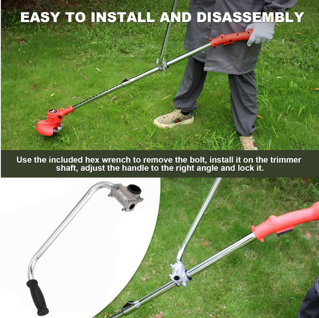 Syltano Trimmer Grip Auxiliary Handle for Weed Eater, Universal Lawn Mower Support Handle for Brush Cutter, Ergonomic Weed Wacker Side Handle with Metal Clamp & Rubber Grip, Easy to Install
