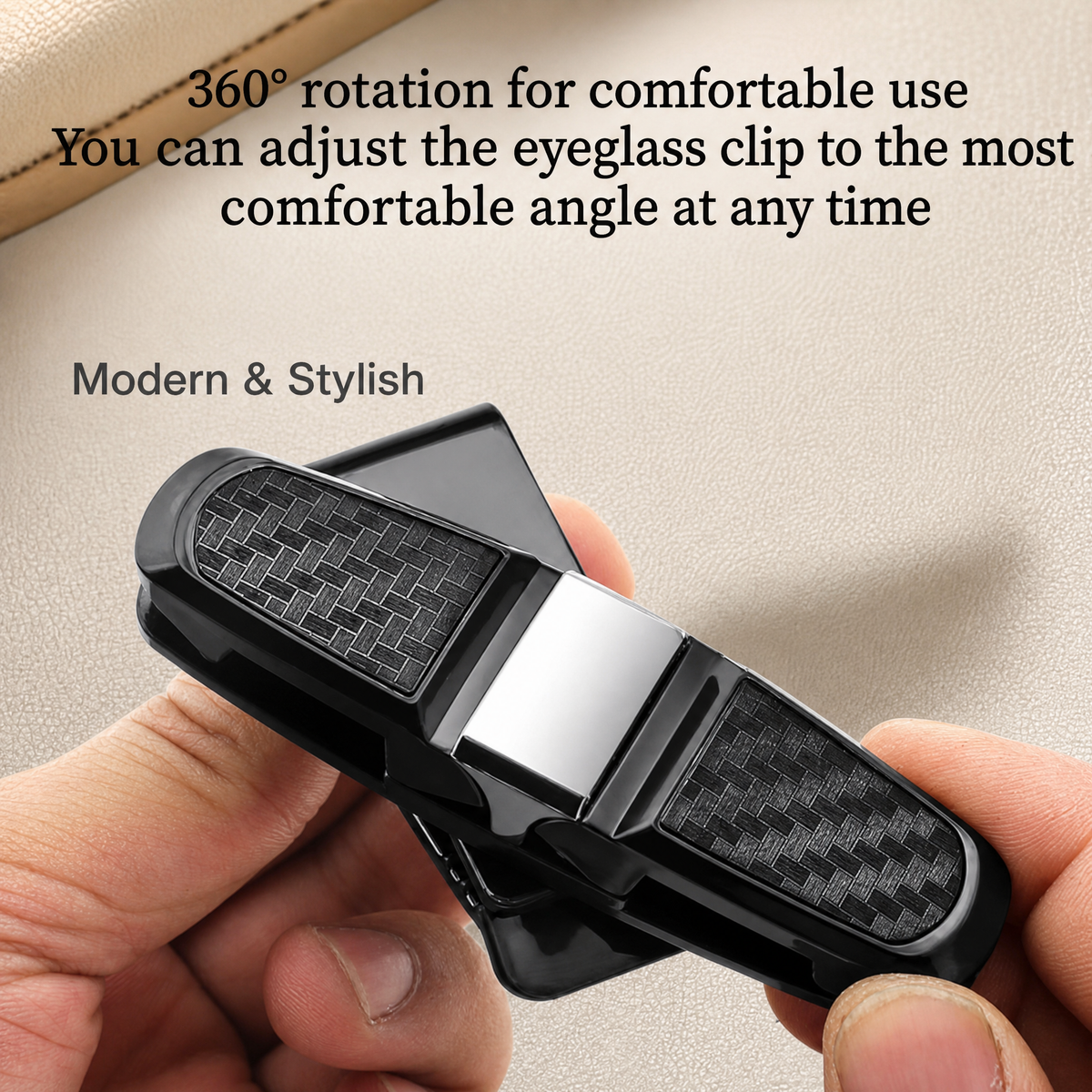 STORGENER Sunglass Holder for Car, 2-Pack Sunglasses Visor Clip for Car Visor, Universal Car Accessories for Sunglasses, Cards, Tickets, Silver Carbon Fiber Interior Storage