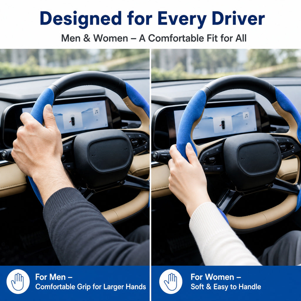 STORGENER Car Steering Wheel Cover, Ultra-Thin Suede-Like Non-Slip Grip, Breathable Anti-Sweat Soft Wrap for Men & Women, Universal Fit for Most Cars, Trucks & SUVs, Klein Blue