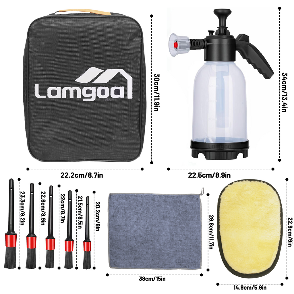 STORGENER Foam Sprayer, Foam Pump Sprayer for Car Cleaning Kit, Foaming Spray Bottle with Trigger Lock, Adjustable Nozzle, Level Indicators