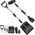 STORGENER Car Snow Brush and Ice Scraper, 3-in-1 Extendable Snow Shovel with Wide Head Snow Shovel and Ice Scraper 180° Pivoting Snow Brush Head for Car Windshield, Durable Snow Remover