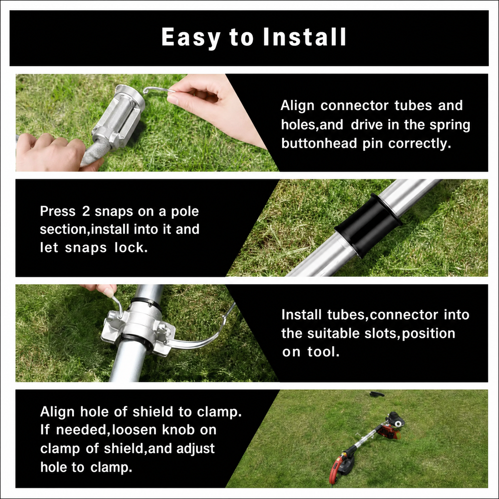 Syltano Trimmer Grip Auxiliary Handle for Weed Eater, Universal Lawn Mower Support Handle for Brush Cutter, Ergonomic Weed Wacker Side Handle with Metal Clamp & Rubber Grip, Easy to Install