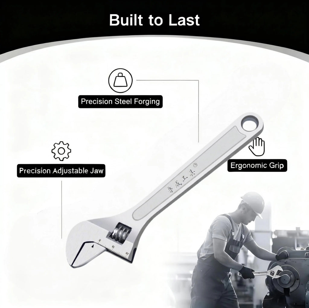 STORGENER Wrench Set, Adjustable Wrench, 3-Piece Adjustable Wrench Set, Chrome-Plated Cr-V Steel, Accurate Scale, Standard Opening, High Torque, Roll Pouch Included