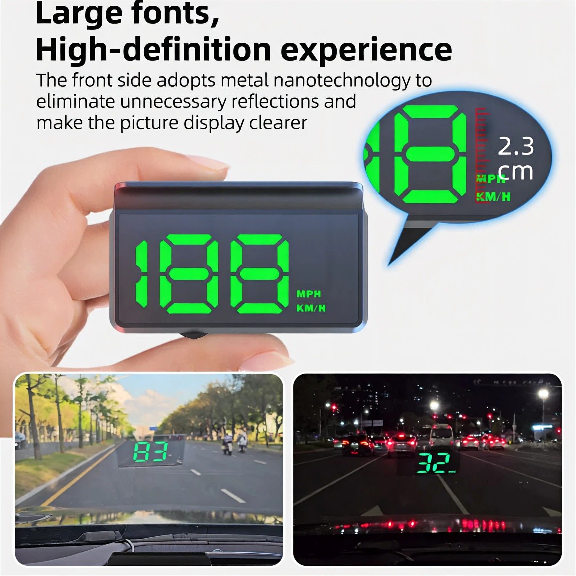 STORGENER Heads up Display for Cars,Car HUD,Head up Display for Car,Digital GPS HUD Speedometer,USB Cable Plug and Play,Automatic Brightness Adjustment,Large Font Display
