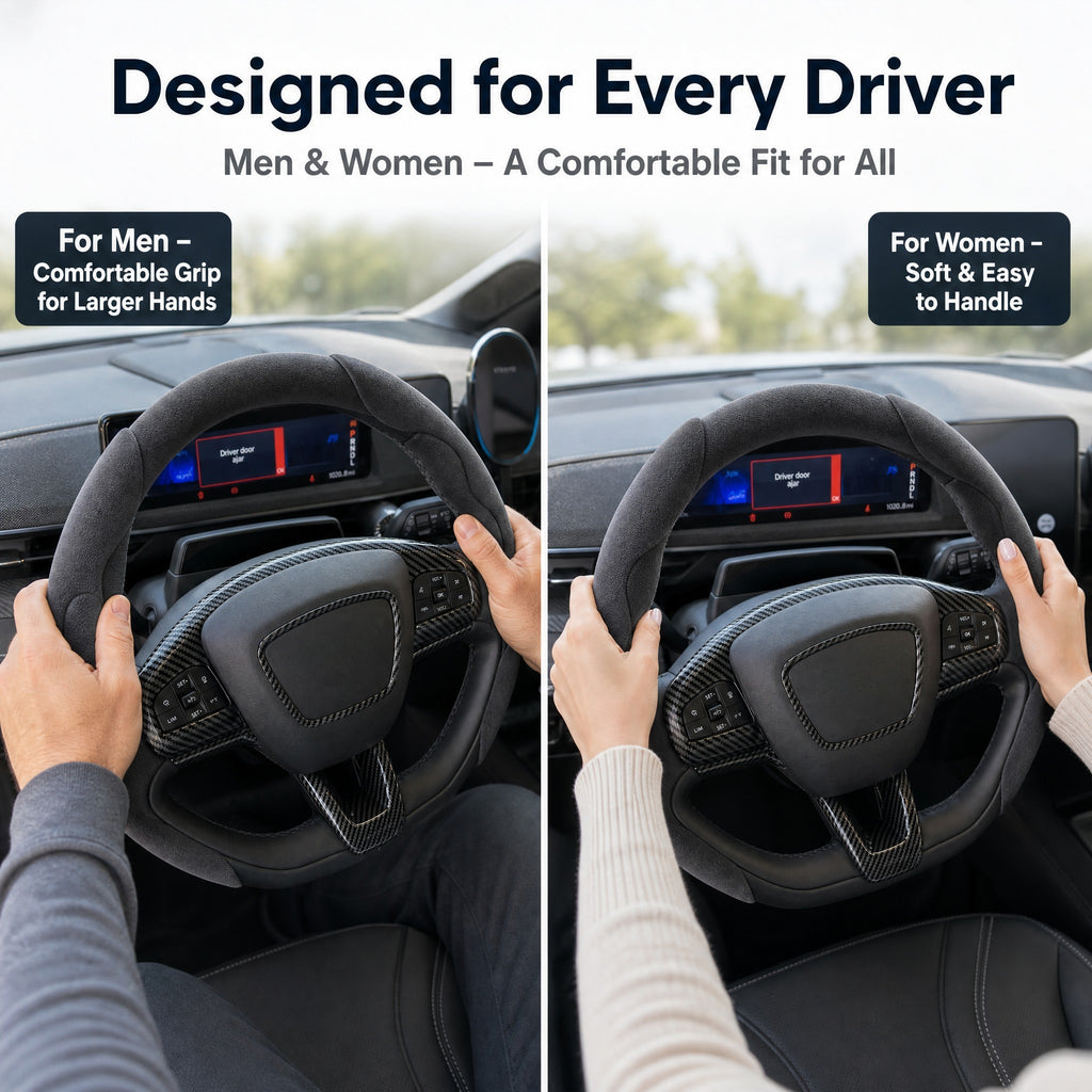 STORGENER Car Steering Wheel Cover, Premium Suede Ultra-Thin Non-Slip Grip for Men Women, Breathable Anti-Sweat Soft Wrap for Most Cars, Truck, SUV (Advanced Gray)