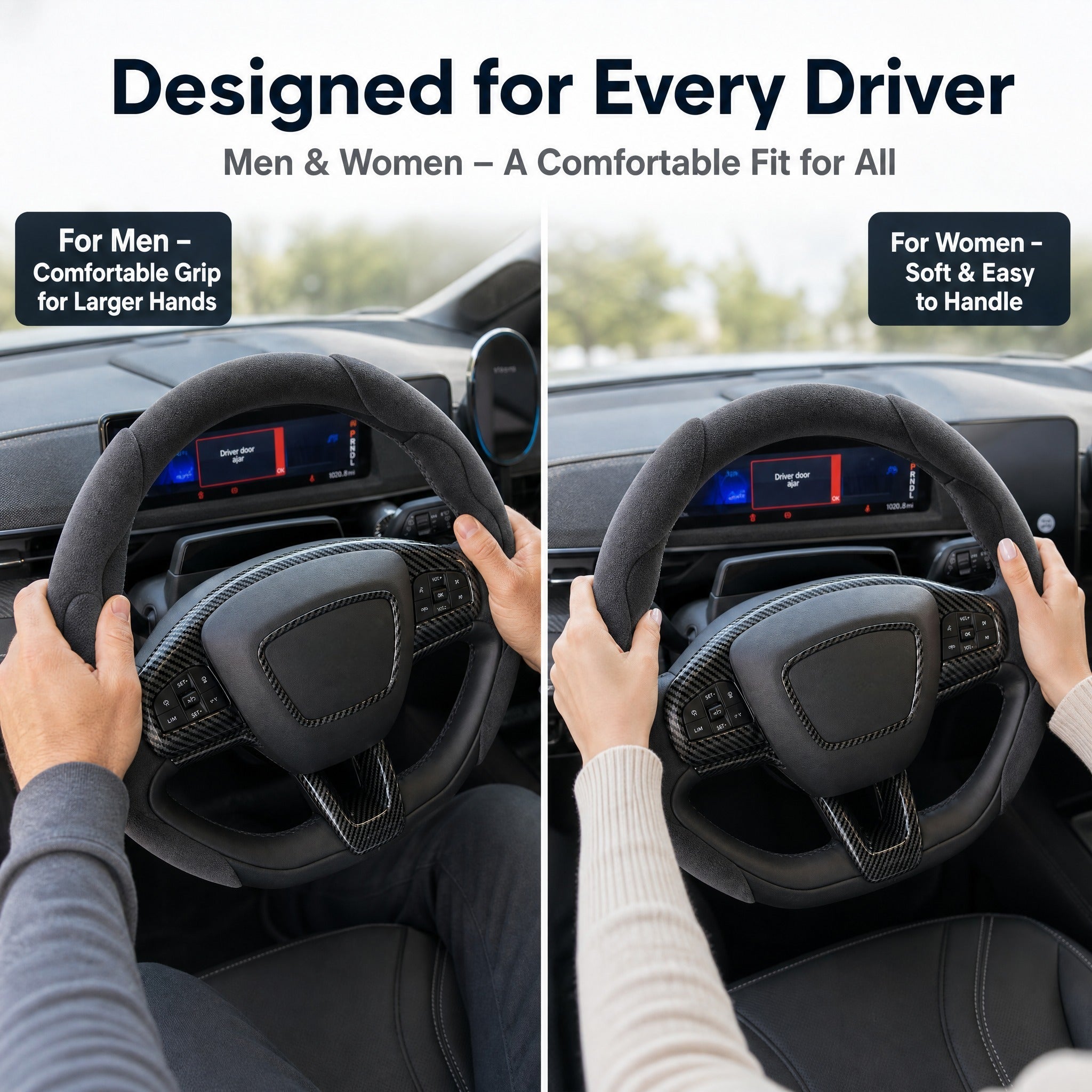 STORGENER Car Steering Wheel Cover, Premium Suede Ultra-Thin Non-Slip Grip for Men Women, Breathable Anti-Sweat Soft Wrap for Most Cars, Truck, SUV (Advanced Gray)