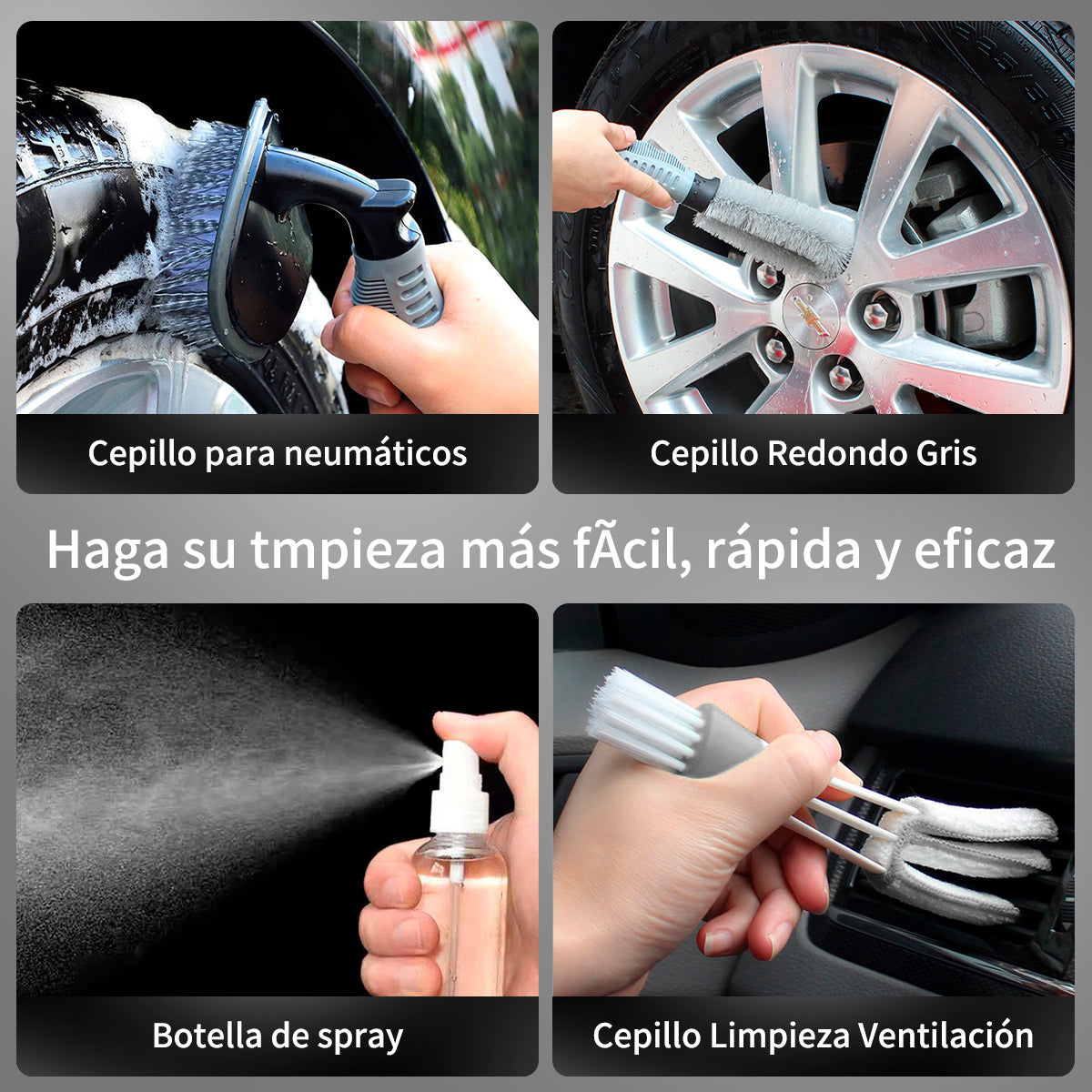 STORGENER 28Pcs Car Detailing Kit, Car Cleaning Kit, Inside Windshield Cleaning Kit, Professional Car Care Kit for Interior Exterior Wheels, Gray