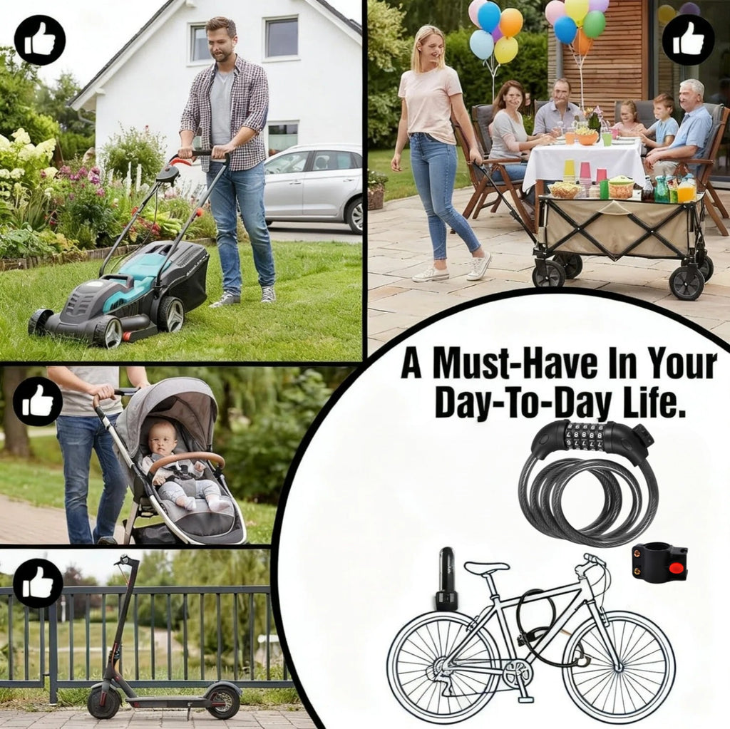 STORGENER Bike Lock Combination, 5-Digit Resettable Bicycle Cable Lock 120cm, Anti-Theft Steel Wire Lock with Mounting Bracket for Bike, Scooter, and E-Bike, Keyless Security
