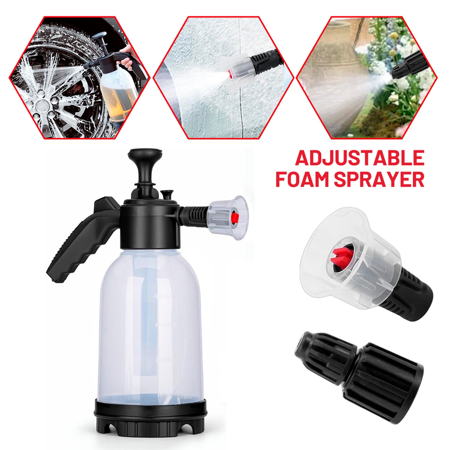 STORGENER Foam Sprayer, Foam Pump Sprayer for Car Cleaning Kit, Foaming Spray Bottle with Trigger Lock, Adjustable Nozzle, Level Indicators