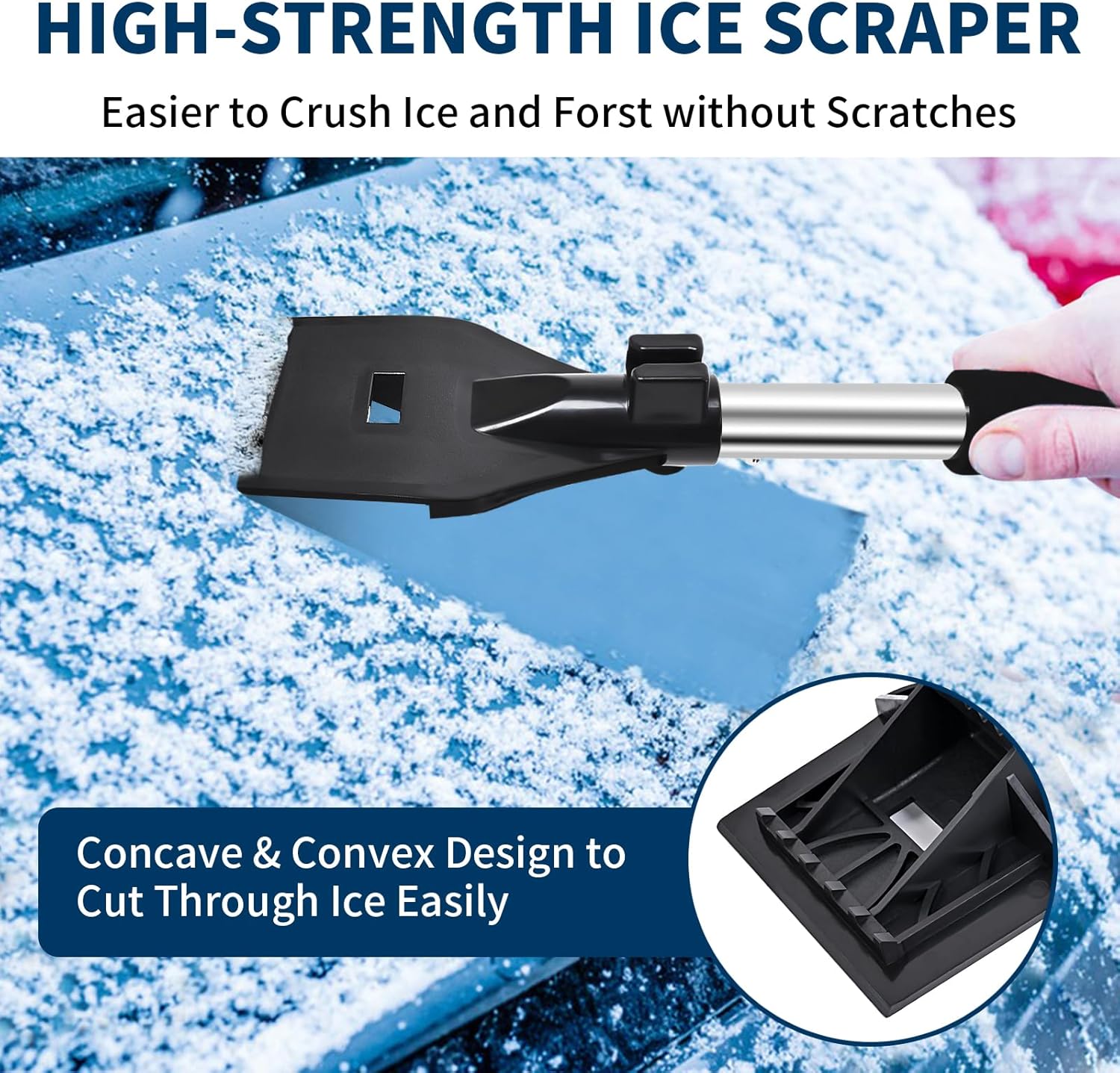 STORGENER Car Snow Brush and Ice Scraper, 3-in-1 Extendable Snow Shovel with Wide Head Snow Shovel and Ice Scraper 180° Pivoting Snow Brush Head for Car Windshield, Durable Snow Remover