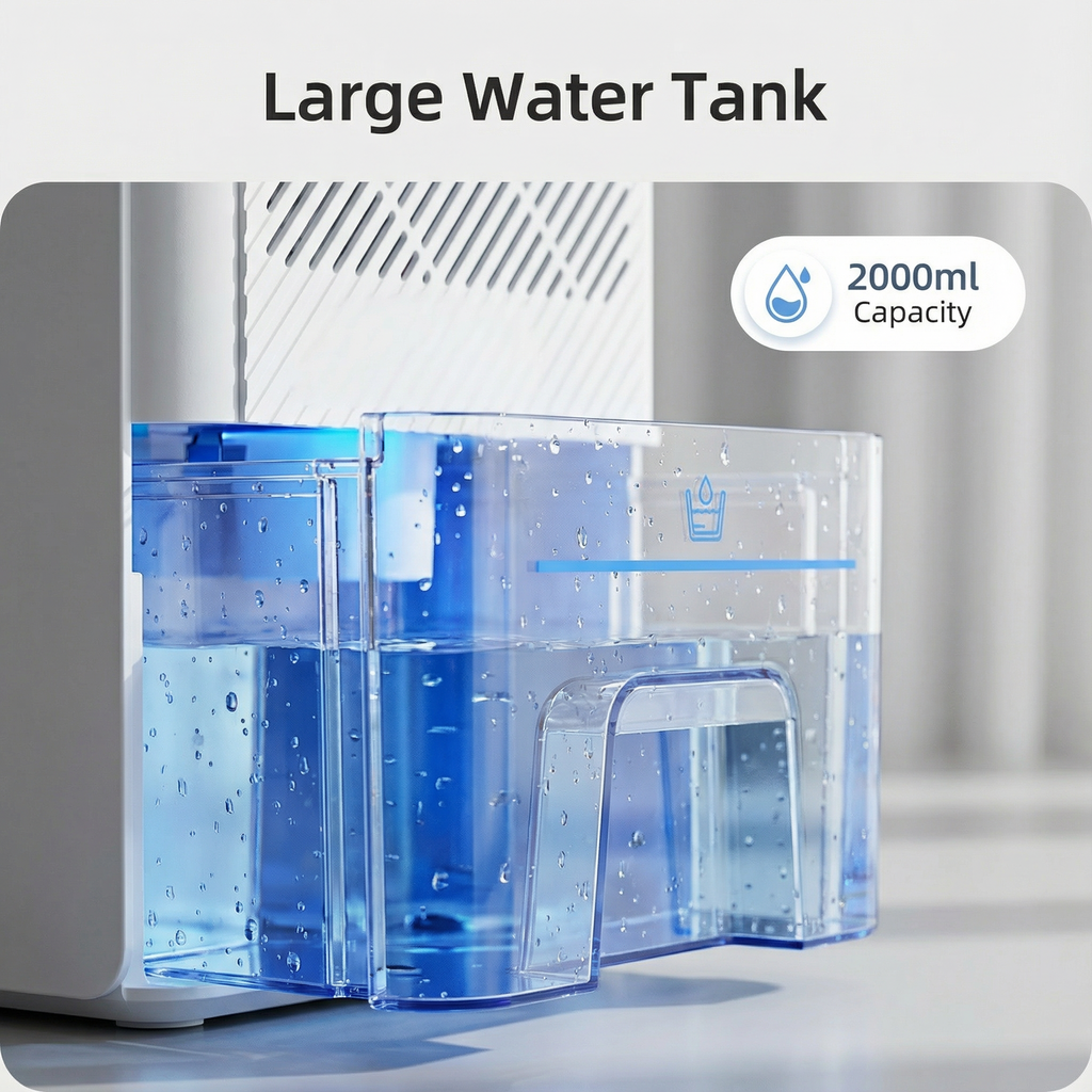 STORGENER Dehumidifier for Home, 500 Sq.Ft, 2L Large Tank, Sleep Mode - Fast Moisture Removal for Bathroom, Bedroom, Kitchen, RV (White)